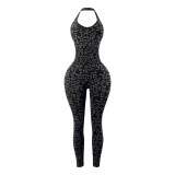 Hanging neck sports jumpsuit pants