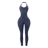 Hanging neck sports jumpsuit pants