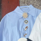 Collar loose button long sleeved shirt