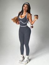 Color blocking sports yoga suit jumpsuit
