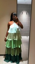Sleeveless neck hanging dress, long skirt