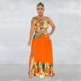 Color blocked lace up sleeveless chest hugging long dress