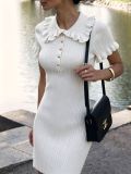 Ruffle button knit dress