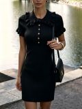 Ruffle button knit dress