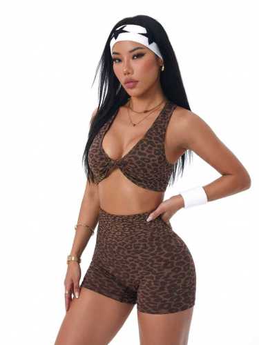 High stretch sports bra, high waist, hip lifting, and abdominal compression shorts set