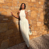Sleeveless patchwork high waisted dress