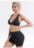 Cross Twisted Sports Bra Waist and Hip Lifting Shorts Set