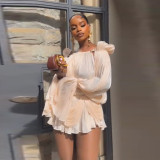 One shoulder off the shoulder dress
