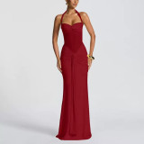 Folding revealing backpack buttocks dress long skirt