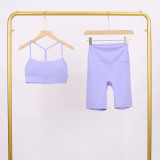 Y-shaped vest shorts set elastic fitness yoga suit LU977806034409