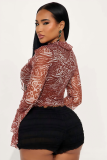 Lace up ruffle animal pattern top