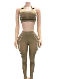 Collar tight vest line long pants set