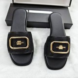 Flat bottomed slippers with a single line