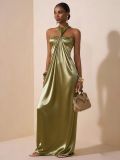 Satin camisole dress with a large display