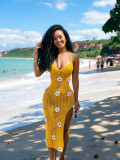 Knitted Hand Hook Strap Hook Flower Split Beach Dress