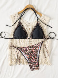Leopard print split swimsuit