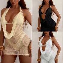 Swing collar three piece split bikini swimsuit Swing collar three piece split bikini swimsuit