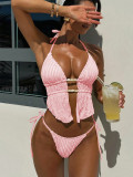 Neck strap split swimsuit
