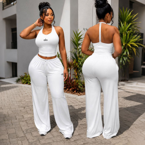 Quick drying beautiful back suspender sports suit two-piece set