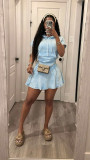 Water washed short skirt set