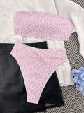 Chest hugging multi-color split bikini swimsuit