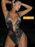 Deep V-neck backless lace up swimsuit