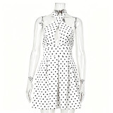 Cross neck hanging neck backless short skirt