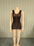 Super elastic shiny body socks sleeveless vest, jumpsuit, short skirt, see through outfit