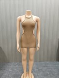 Super elastic bright perspective sleeveless vest skirt
