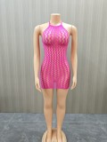 Hollow mesh nightgown dress