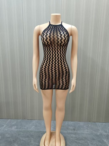 Hollow mesh nightgown dress