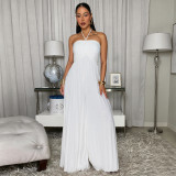 Pleated wide leg jumpsuit