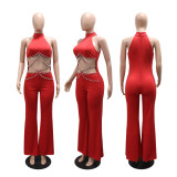 Heavy Industry Light Luxury Water Diamond Belt Shining Full Diamond Waist Chain Pants Set