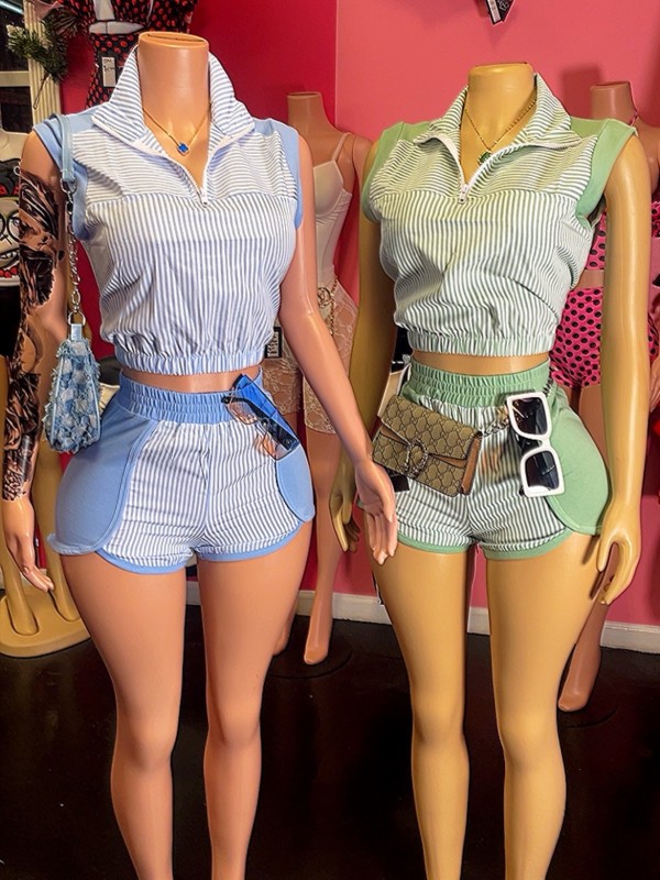 Striped Y2K Vacation Two Piece Set