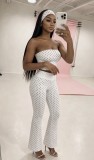 Wave point strapless high waist micro speaker three piece set (including headscarf)