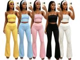Wave point strapless high waist micro speaker three piece set (including headscarf)