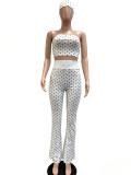 Wave point strapless high waist micro speaker three piece set (including headscarf)