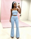 Wave point strapless high waist micro speaker three piece set (including headscarf)