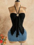 Hanging neck, metal jewelry, camisole, vest