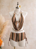 Knitted neck hanging bikini swimsuit
