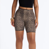 Tight printed lace border motorcycle shorts