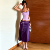 Strap vest long skirt set