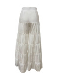 Multi layered cake with wide legs, pleated loose pants