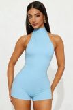 Neck tied sleeveless backless jumpsuit shorts