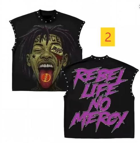 Double sided printed old rivet vest