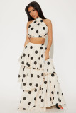 Sleeveless polka dot cake skirt two-piece set