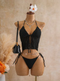Lace lace split neck bikini swimsuit