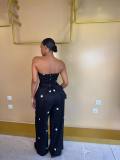 Polka dot strapless vest top, high waisted pants set