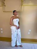 Polka dot strapless vest top, high waisted pants set