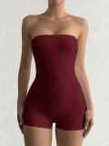 Strapless high elasticity slim fitting jumpsuit